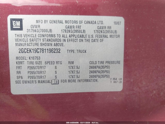 2008 CHEVROLET SILVERADO 1500 2GCEK19C781196232 Photo 8