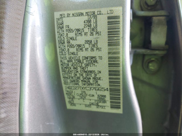 2000 NISSAN FRONTIER 1N6ED27TXYC376654 Photo 8