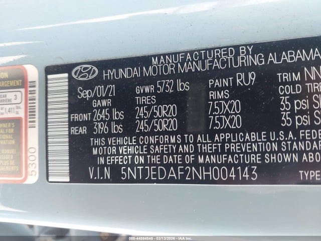 2022 HYUNDAI SANTA CRUZ 5NTJEDAF2NH004143 Photo 8