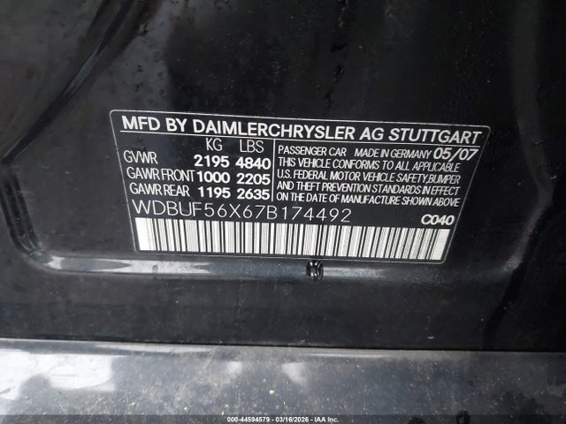 Продаж на аукціоні авто 2007 Mercedes-benz E 350, vin: WDBUF56X67B174492, номер лоту: 44594579