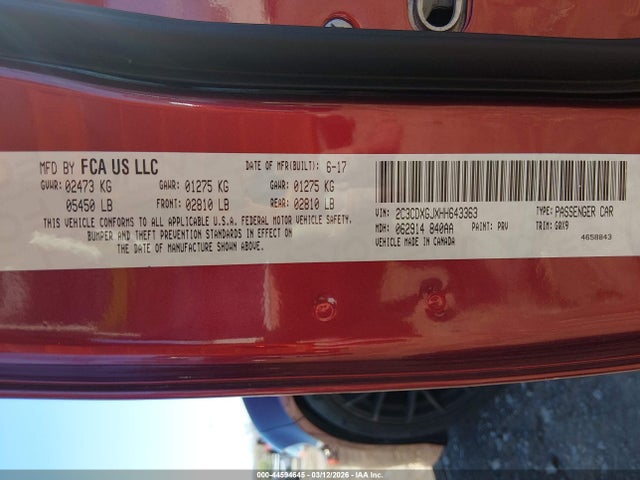 2C3CDXGJXHH643363 Dodge Charger R/t Scat Pack Rwd