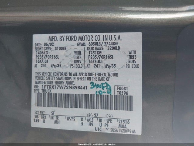 2002 FORD F-150 1FTRX17W72NB98441 Photo 8