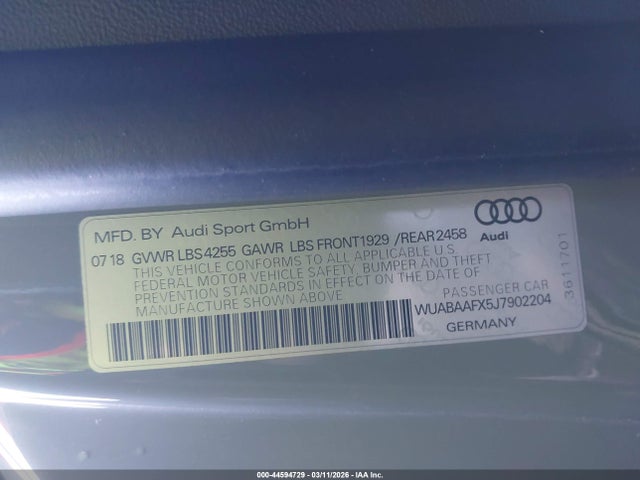 2018 AUDI R8 WUABAAFX5J7902204 Photo 8