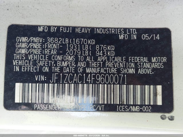 2015 SUBARU BRZ JF1ZCAC14F9600071 Photo 8