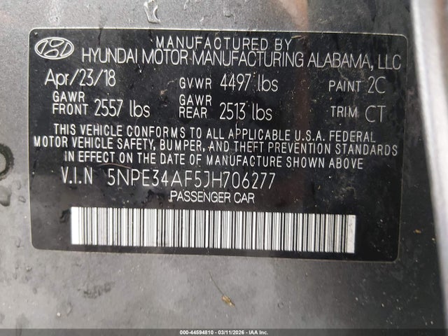 Hyundai Sonata Sport+ 2018 5NPE34AF5JH706277 Image 9