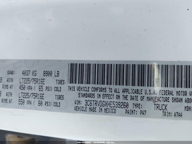 2017 RAM PROMASTER 2500 3C6TRVDGXHE539260 Photo 8