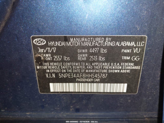 2017 HYUNDAI SONATA 5NPE34AF8HH545787 Photo 8