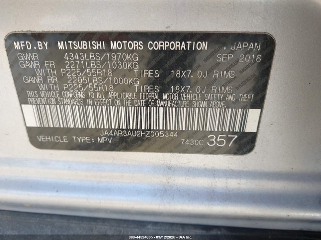 2017 MITSUBISHI OUTLANDER SPORT JA4AR3AU2HZ005344 Photo 8