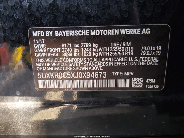 2018 Bmw X5 Xdrive35i მანქანა იყიდება აუქციონზე, vin: 5UXKR0C5XJ0X94673, აუქციონის ნომერი: 44594872