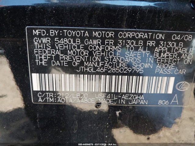 Продаж на аукціоні авто 2008 Lexus Ls 460 L, vin: JTHGL46F285029795, номер лоту: 44594879