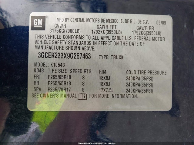 2009 CHEVROLET SILVERADO 1500 3GCEK233X9G267463 Photo 8