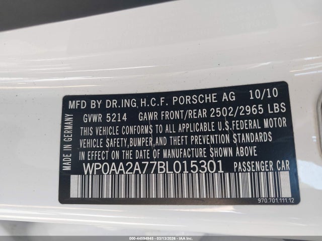 2011 PORSCHE PANAMERA WP0AA2A77BL015301 Photo 8