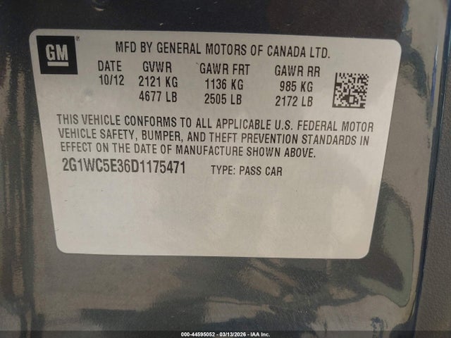 2013 CHEVROLET IMPALA 2G1WC5E36D1175471 Photo 8