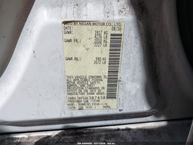 Nissan Altima 2.5 S 2016 1N4AL3AP1GN387458 Image 9