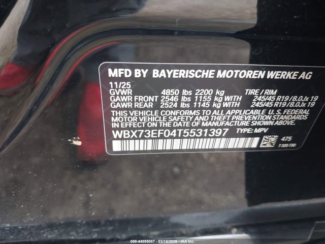 Aukcja sprzedaży 2026 Bmw X1 Xdrive28i, vin: WBX73EF04T5531397, numer aukcji: 44595087