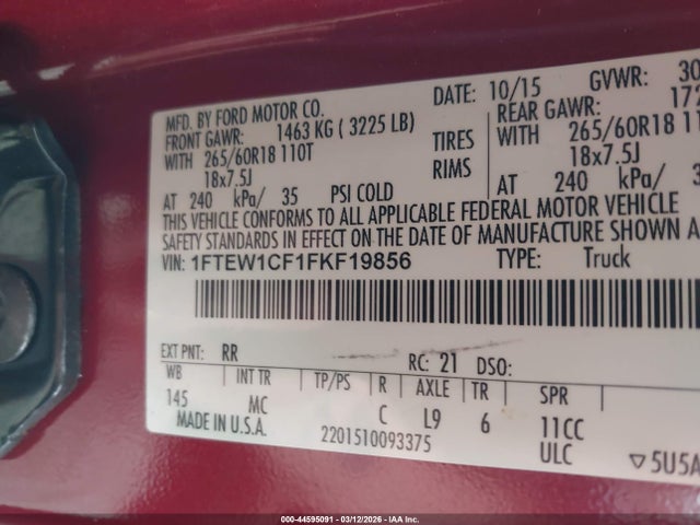 2015 FORD F-150 1FTEW1CF1FKF19856 Photo 8