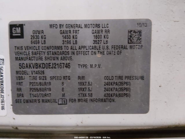 2014 BUICK ENCLAVE 5GAKVBKD0EJ216746 Photo 8