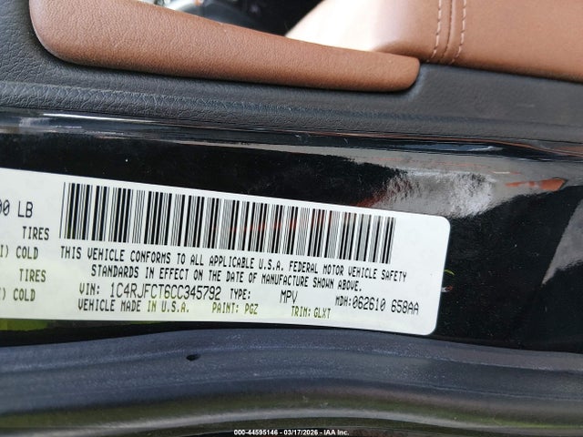 Продаж на аукціоні авто 2012 Jeep Grand Cherokee Overland, vin: 1C4RJFCT6CC345792, номер лоту: 44595146