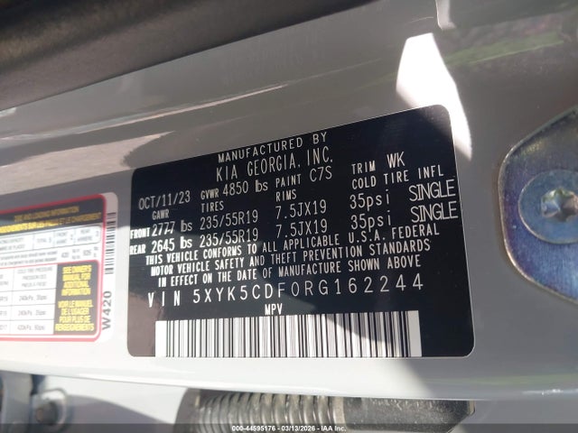 2024 Kia Sportage Sx-prestige მანქანა იყიდება აუქციონზე, vin: 5XYK5CDF0RG162244, აუქციონის ნომერი: 44595176