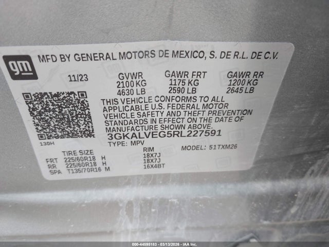 2024 Gmc Terrain Awd Slt მანქანა იყიდება აუქციონზე, vin: 3GKALVEG5RL227591, აუქციონის ნომერი: 44595183
