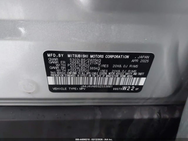 2025 MITSUBISHI OUTLANDER JA4J4VA85SZ033661 Photo 8