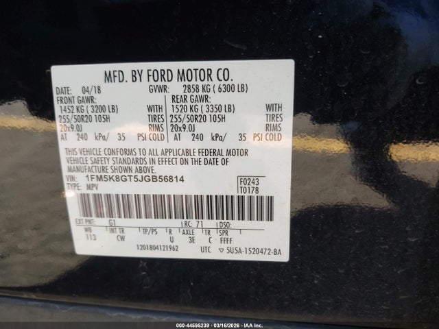 Ford EXPLORER SPORT 2018 1FM5K8GT5JGB56814 Image 9