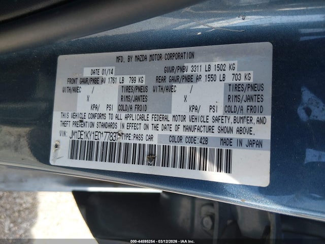 JM1DE1KY1E0177837 Mazda Mazda2 Sport