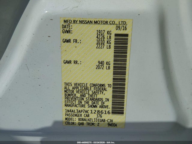 1N4AL3AP7HC128616 Nissan Altima 2.5 Sr