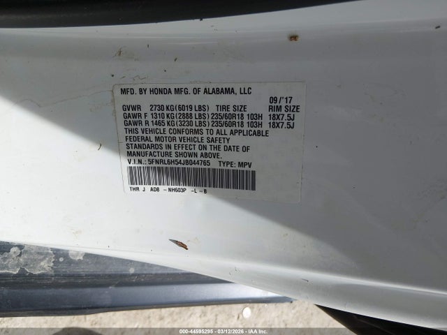 Honda ODYSSEY EX 2018 5FNRL6H54JB044765 Image 9