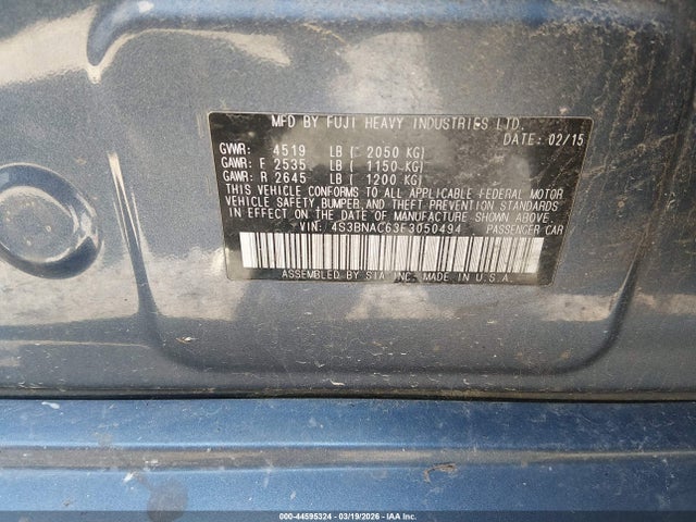 Aukcja sprzedaży 2015 Subaru Legacy 2.5i Premium, vin: 4S3BNAC63F3050494, numer aukcji: 44595324