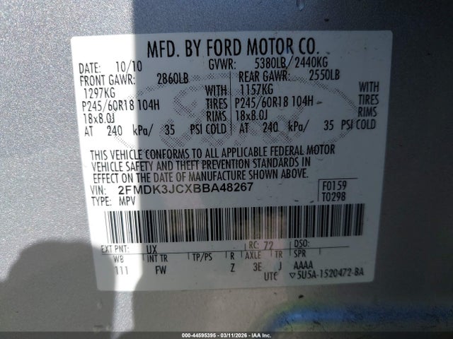 2011 FORD EDGE 2FMDK3JCXBBA48267 Photo 8