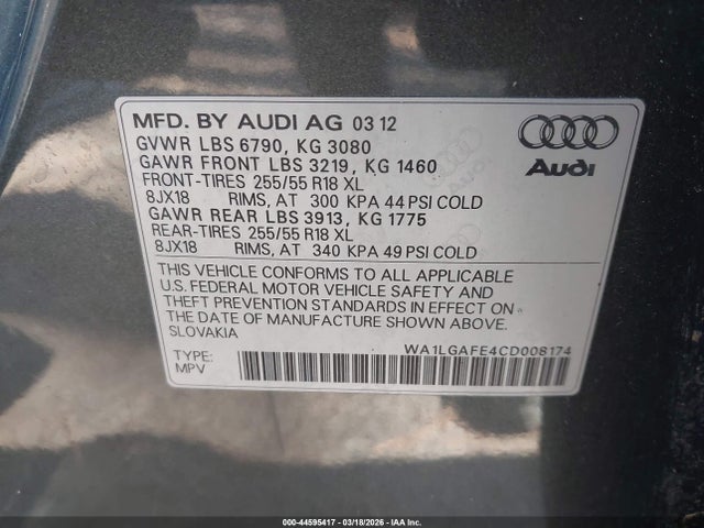 2012 AUDI Q7 WA1LGAFE4CD008174 Photo 8