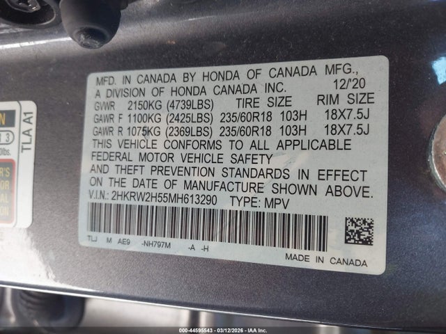 Honda Cr-v Awd Ex 2021 2HKRW2H55MH613290 Image 9