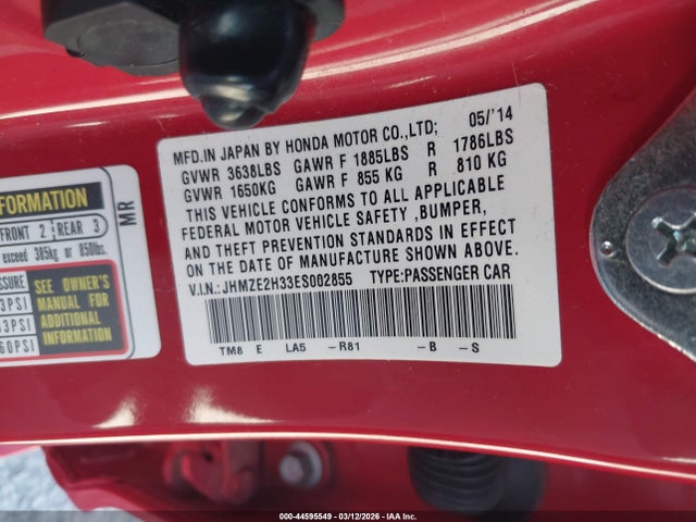 Honda Insight 2014 JHMZE2H33ES002855 Image 9