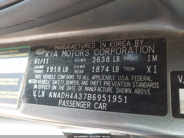 2011 KIA RIO KNADH4A37B6951951 Photo 8