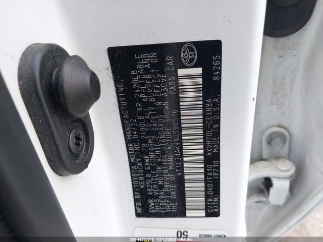2022 Toyota Camry Le Hybrid მანქანა იყიდება აუქციონზე, vin: 4T1C31AK4NU590516, აუქციონის ნომერი: 44595576