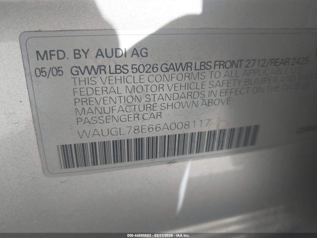 2006 AUDI S4 WAUGL78E66A008117 Photo 8