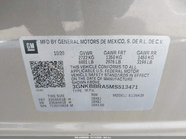 3GNKBBRA5MS513471 Chevrolet Blazer Fwd 1lt