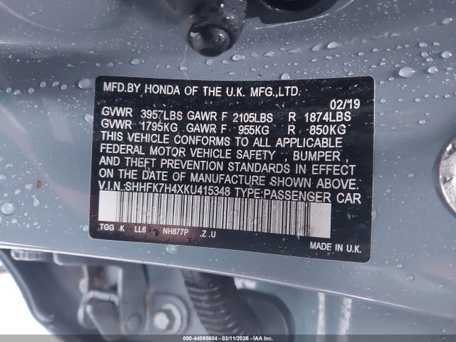 Honda Civic Sport 2019 SHHFK7H4XKU415348 Image 9
