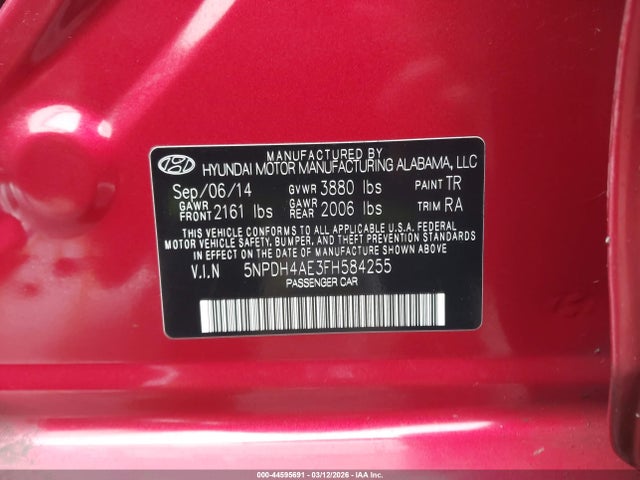Hyundai ELANTRA SE 2015 5NPDH4AE3FH584255 Image 9