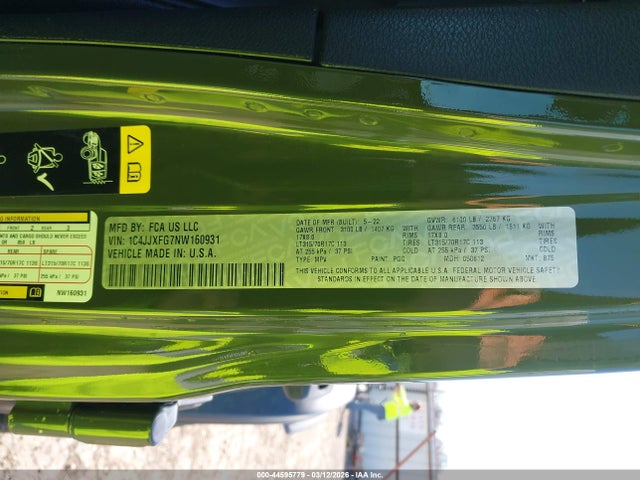 2022 JEEP WRANGLER UNLIMITED 1C4JJXFG7NW160931 Photo 8