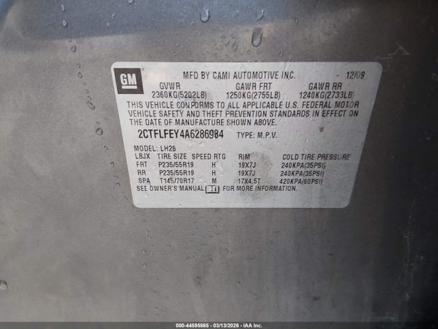 2010 GMC TERRAIN 2CTFLFEY4A6286984 Photo 8