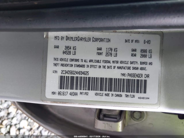 44595941 :رقم المزاد ، 2C3HD56G24H694625 vin ، 2004 Chrysler Concorde Limited مزاد بيع