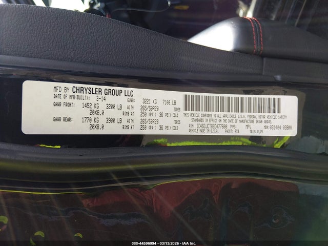 Продаж на аукціоні авто 2014 Dodge Durango R/t, vin: 1C4SDJCT8EC477600, номер лоту: 44596094