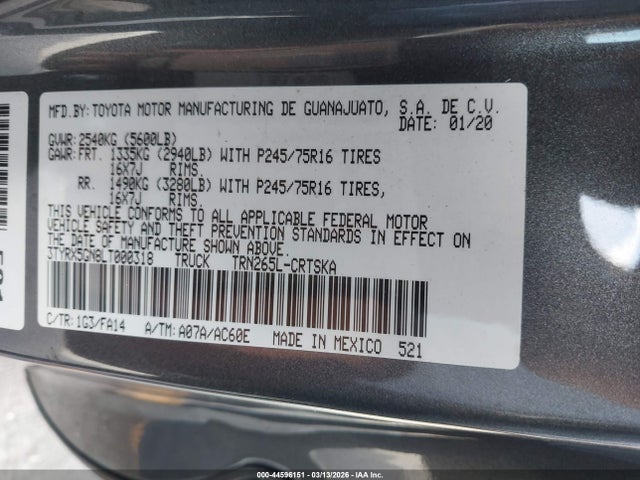Toyota Tacoma Sr 2020 3TYRX5GN8LT000318 Image 9
