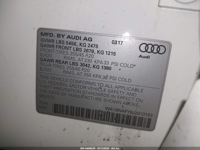 WA1BNAFY9J2010183 Audi Q5 2.0t Premium/2.0t Tech Premium