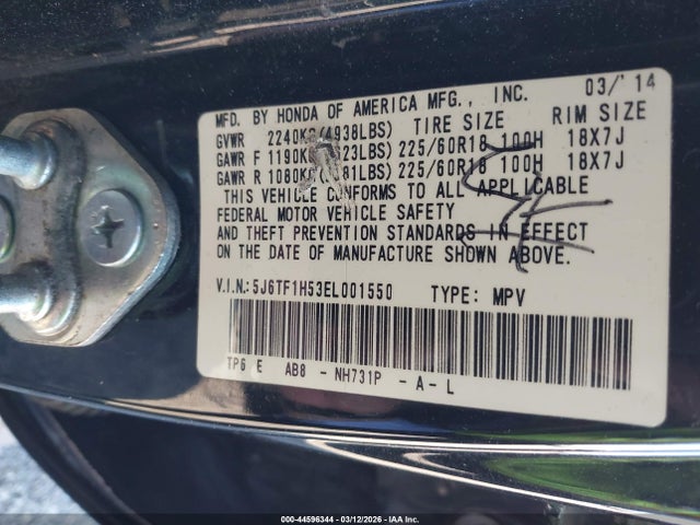 5J6TF1H53EL001550 Honda Crosstour Ex-l V6