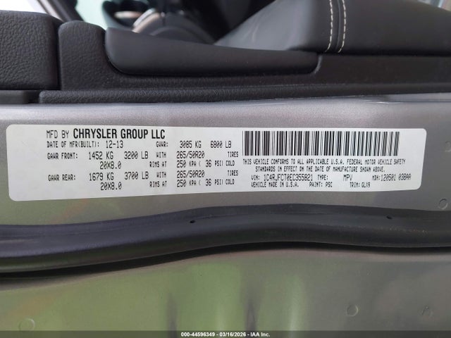 44596349 :رقم المزاد ، 1C4RJFCT0EC355821 vin ، 2014 Jeep Grand Cherokee Overland مزاد بيع