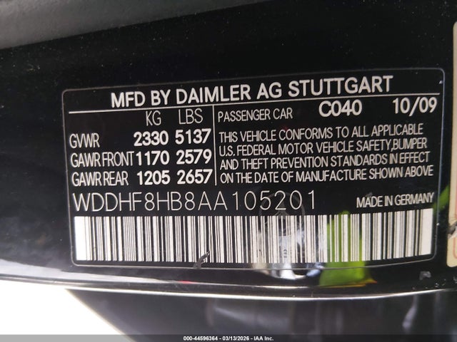 2010 MERCEDES-BENZ E 350 WDDHF8HB8AA105201 Photo 8