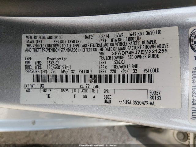 Ford FIESTA SE 2014 3FADP4EJ7EM221255 Image 9